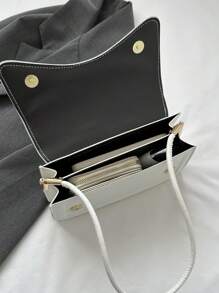 Stylish And Simple Solid Color Vintage Shoulder Bag - White - View 7
