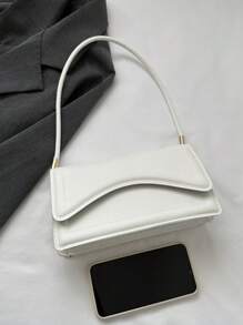 Stylish And Simple Solid Color Vintage Shoulder Bag - White - View 6