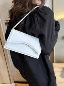 Stylish And Simple Solid Color Vintage Shoulder Bag - White - View 4