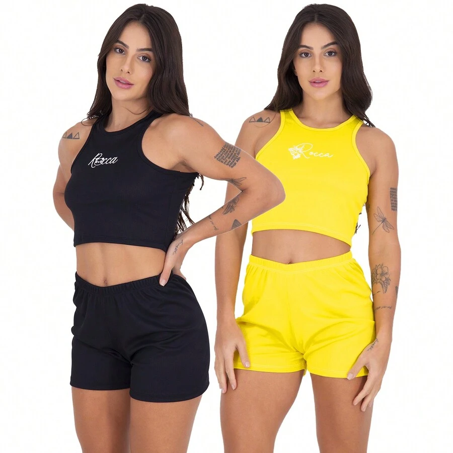 Women Pajama Sets - 黃色 - 查看 1