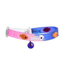 Cat Collar With Bell And Fish Design - Màu xanh lam - Xem 2