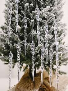 12pcs Clear Acrylic Icicle Ornaments With Screw Thread For Outdoor House, Tree, Christmas Decoration - Clear - View 4