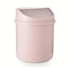 1pc 6.69*5.12*5.12 Inches Desktop Waste Bin, Mini Plastic Garbage Can With Lid For Home And Office Desk Decoration - Multicolor - View 8