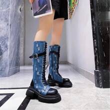 時尚女性秋冬靴 - 藍色 - 查看 4