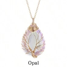 1 Miếng Đá tự nhiên Vòng cổ mặt dây chuyền Với Thủ công Dây điện Wrapped Cây Vật rủ xuống Và Mã não Giọt nước mắt Vật rủ xuống - Nhiều màu - Xem 17