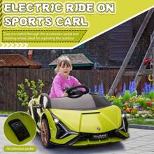 12V Electric Car For Kids, Licensed Lamborghini SIAN Ride On Toy With Parental Remote Control/LED Lights&Horn/Suitable For Toddlers 3-8