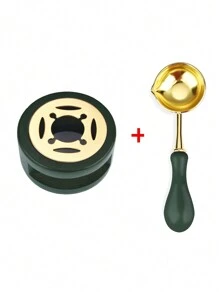 Set di fornello e timbro vintage in legno per ceralacca, forniture scolastiche per il ritorno a scuola