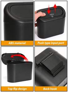 1入組/2入組黑色/藍色ABS塑料車用垃圾桶，簡單實用的側掛式垃圾收納盒，配有蓋子，防水，適用於所有車型 - 黑色 - 查看 16