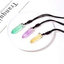 天然水晶吊墜單點水晶項鍊康復寶石首飾類 - 綠色 - 查看 4