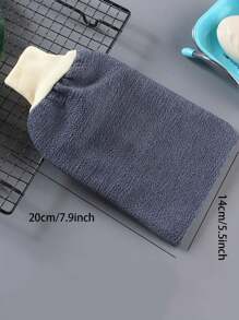 1pc Thickened Bathing Glove With Dual Side Exfoliating Sponge For Back And Body Scrubbing - Grey - View 4