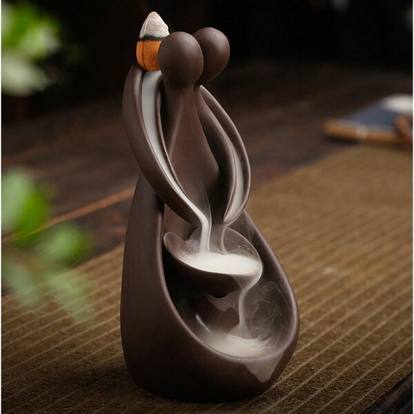1pc Pottery Backflow Incense Burner, Indoor Smoke Waterfall Incense