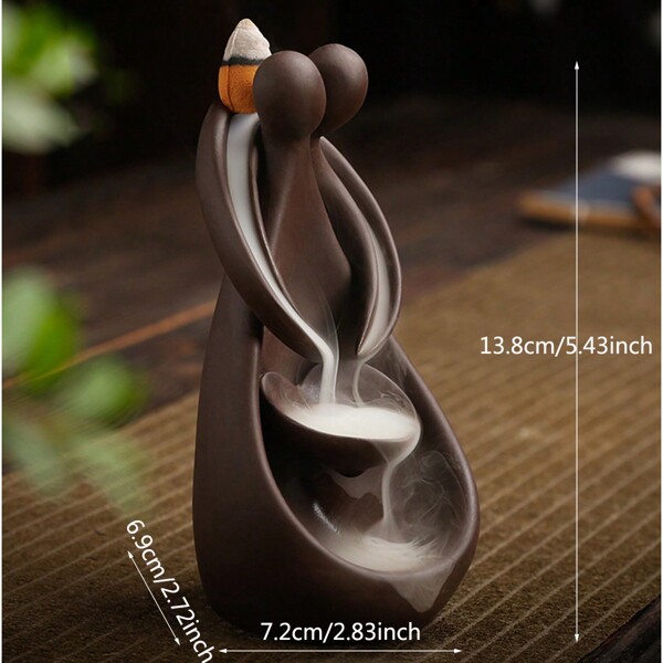 1pc Pottery Backflow Incense Burner, Indoor Smoke Waterfall Incense