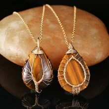 1 Miếng Đá tự nhiên Vòng cổ mặt dây chuyền Với Thủ công Dây điện Wrapped Cây Vật rủ xuống Và Mã não Giọt nước mắt Vật rủ xuống - Nhiều màu - Xem 3