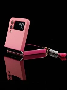 1 件漸變色磁性親膚噴油充電可折疊項鍊手機殼兼容三星 Galaxy Z Flip 3 5g、z Flip 4g/5g 和 Z Flip 5 5g-粉色 - 粉色 - 查看 2