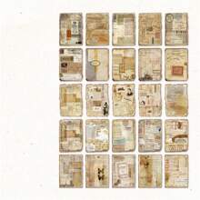 50pcs Retro Light Weight Paper, Handwriting & Aged Series Material Paper, Asymmetric Edge, Minimalist & Vintage Newsprint Series For Scrapbooking, Message Pad, Base Paper, Background Paper Back To School - Multicolor - View 9