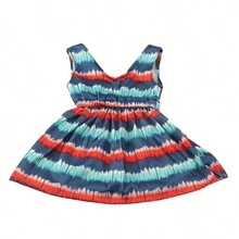 1件18英寸娃娃條紋裙,美國娃娃女孩衣服配件,藍色和紅色條紋裙 (不包括娃娃)