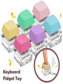 1pc Keyboard Fidget Keychain Decompression Toy Finger Keyboard Toy, Decompression Finger Keyboard Keychain Fidget Button Gift For Adults Release Stress, 4 Colors - Yellow - View 2