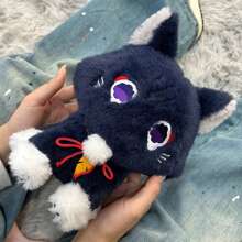 Gato negro de peluche Scaramouche, mascota de anime de Genshin, lindo gatito de 22 cm, decoración del hogar - Negro - Ver 4