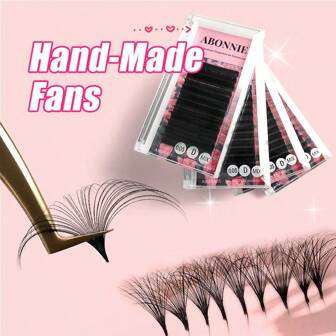 LAKANAKU Abonnie 12Rows Mix14-22mm C/D/CC Abonnie Matte Black Cashmere Easy Fanning Eyelash Extensions Soft Easy Fans Volume Lashes Extensionlash Clusters,Eyelash Clusters,Individual Eyelashes,Lashes,Fake Lashes