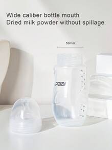 1pc Wide Neck Baby Bottle With Pp Material & Realistic Nipple Design, 120ml/210ml/300ml Capacity, Suitable For Feeding Water And Milk - Clear - View 7