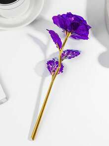 1pc Color Changing Rose & Purple Rose, Gold Foil & Rainbow Plated Purple Rose Flower - Multicolor - View 3