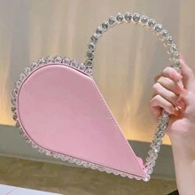 小型心形晚宴包,時尚婚禮手拿包,女性優雅手袋適用於派對、舞會 - 粉色 - 查看 2
