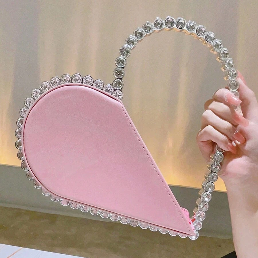 小型心形晚宴包,時尚婚禮手拿包,女性優雅手袋適用於派對、舞會