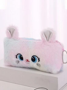 1入組卡通漸變獨角獸筆袋,長毛絨動物筆袋適用於兒童,配件收納袋,筆袋帶大容量,兒童節禮品皮夾 - 粉色 - 查看 1