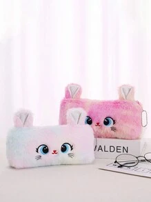 1入組卡通漸變獨角獸筆袋,長毛絨動物筆袋適用於兒童,配件收納袋,筆袋帶大容量,兒童節禮品皮夾 - 粉色 - 查看 2
