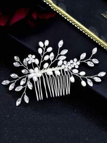 1pc Handmade Rhinestone Bridal Hair Comb Royal Boho Tiaras Halloween - Silver - View 6