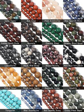 1strand Natural Stone Beads (4mm 6mm 8mm 10mm) For Diy Beading Bracelet Or Necklace Making (agate)