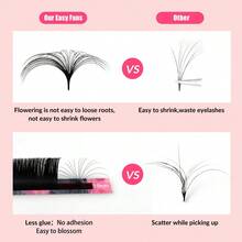 LAKANAKU Abonnie 12Rows Mix18-25mm C/D/CC Abonnie Matte Black Cashmere Easy Fanning Mi nối mềm Easy Fans Volume Lashes Extensions - màu đen - Xem 4
