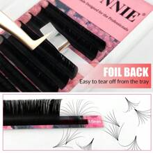 LAKANAKU Abonnie 12Rows Mix18-25mm C/D/CC Abonnie Matte Black Cashmere Easy Fanning Mi nối mềm Easy Fans Volume Lashes Extensions - màu đen - Xem 1