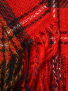 1入組女性大碼格紋現代紅色的流蘇人造羊絨濃烈香調和流行合適的適用於日常使用 - 彩色 - 查看 8