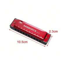 1pc 10 Hole Copper Reed Blues Harmonica, Musical Instrument Beginner Practice Toy,Harmonica,Instrument,Musical Instruments,Harmonica,Instrument,Music - Red - View 6