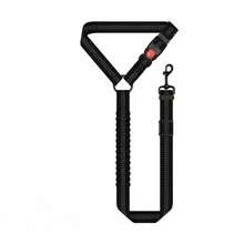 Pet Car Seat Belt With Reflective Elastic Leash And Round Ring, For Dogs - Black - View 3