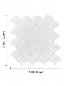Pure White Fishscale Ceramic Wall Tile, Stick on Tiles Kitchen Backsplash (Thicker Design) - White - View 4