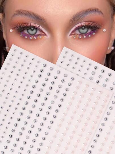 STARTTOOS 2PCS 3D Multi Particle Facial Decoration Rhinestone, Silver White Shining Small Particle Broken Diamond, Fake Nail Decoration Y2k Festival Party Daily Dress Up DIY Facial Decoration Music Festival Makeup Ball Suitable For Hair, Eyes, Face, Body Decoration Diamond