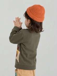 Annil Boys' Round Neck Sweater Winter Baby Warm, Soft And Comfortable Long Sleeved Sweater Green