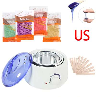 White Hair Removal Machine Wax Heater Depilatory Epilator Wax-Melt Waxing Kit Paraffin Heater Wax Beans Bead Heating Machine (Wax Bean Color Random)