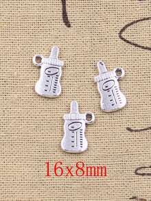 hroryn 30pcs Cho Bé Ăn Chai Màu bạc Màu sắc Mặt dây chuyền Đồ cổ Làm Thủ công Thủ công mỹ nghệ DIY Đồ trang sức - Màu Bạc Cổ - Xem 3