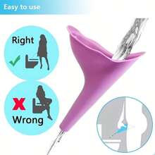 1pc Random Female Urination Device, Standing Urinals For Women, Reusable Silicone Urinal Foolproof Pee Funnel, Portable Urinal - Purple - View 4