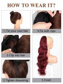 1 Máy Tính Dài 24 Inch Sóng Thân Đuôi Ngựa Tóc Tổng Hợp Chịu Nhiệt Quấn Dây Rút Bộ Tóc Giả Dành Cho Phụ Nữ Sử Dụng Hàng Ngày - Màu Đỏ Sâu - Xem 9