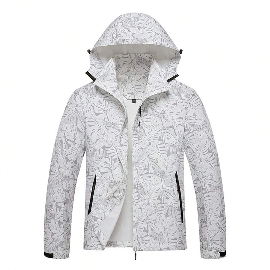 Men's Autumn Windproof & Waterproof Single Layer Outdoor Quick-drying Trekking Jacket, Plus Size - White - View 1
