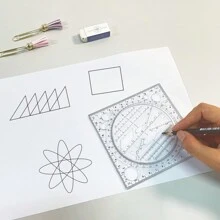 Multifunction Rotatable Drawing Template Art Design Construction Architect Stereo Geometry Circle Drafting Measuring Scale Ruler,Rulers - Multicolor - View 2