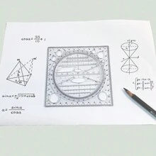 Multifunction Rotatable Drawing Template Art Design Construction Architect Stereo Geometry Circle Drafting Measuring Scale Ruler,Rulers - Multicolor - View 3