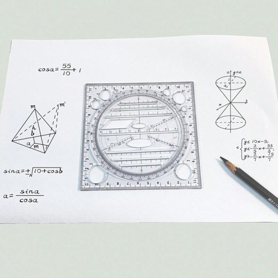 1pc Multifunctional Drawing Template Ruler Tool Set With Circle And ...