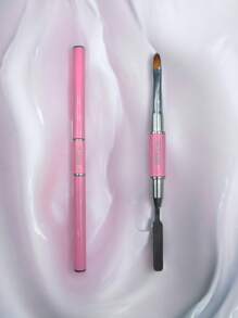 BRUSH FOR POLYGEL ACRYGEL DOUBLE SPATULA LE MUSSA - Pink - View 2
