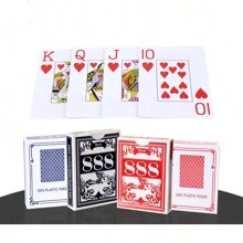 1 Baraja De Cartas De Poker 888, Hecha De Pvc, Diseño Rojo, Multiuso Con Empaque En Caja - Rojo - Ver 1