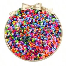 2000pcs Random Mixed Colors Glass Solid Color Baking Painted Rice Beads For Diy Necklace, Jewelry Making - Beige - View 6